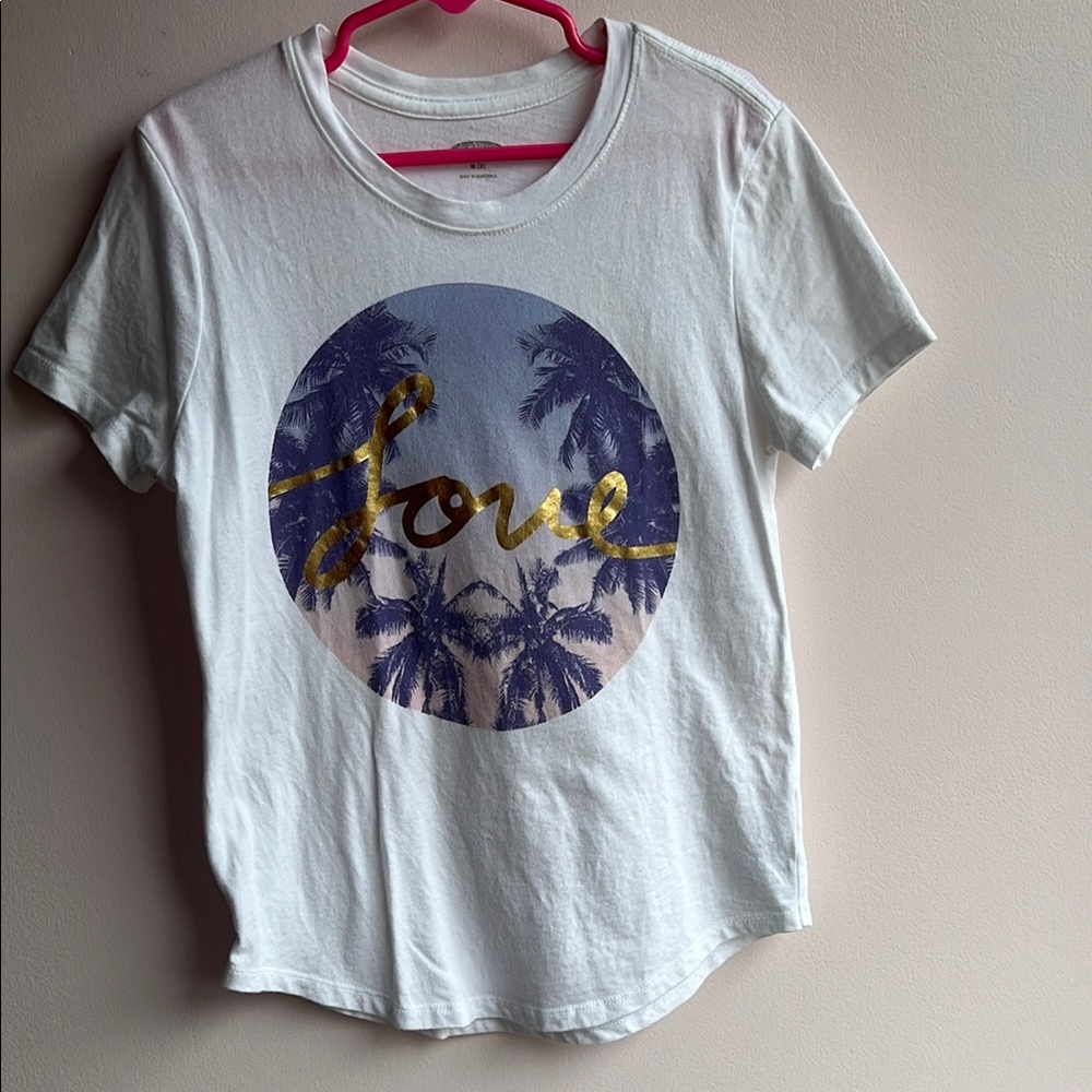 White T-Shirt with Palm Tree Design